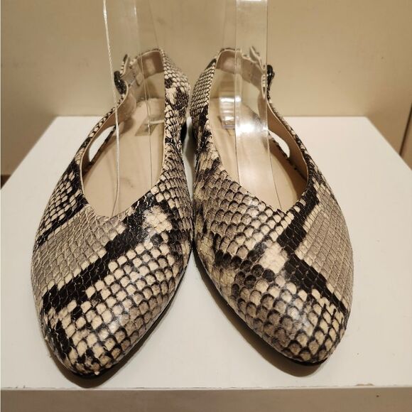 Paul Green Gray Snake Print Leather Slingback Flats Sz.8 US/5 Austria Ret$315 - Picture 5 of 8